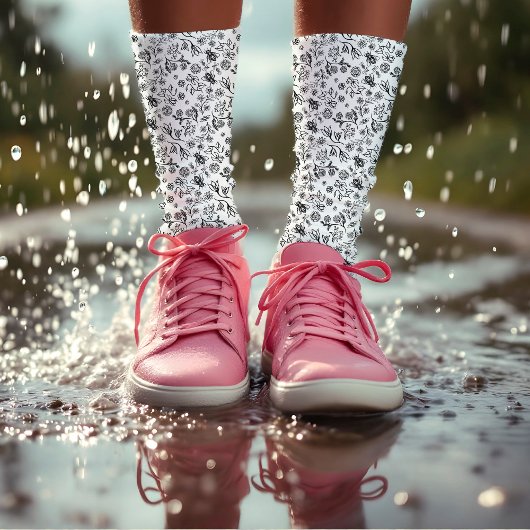 Boho夏はちみつ花柄ホワイトキュート ソックス