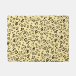 Boho夏フローラハニービーパターンイエローキュート ドアマット