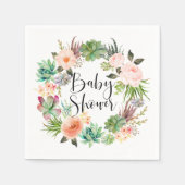 Boho多汁フローラリースサマーベビーシャワー スタンダードカクテルナプキン (正面)