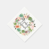 Boho多汁フローラリースサマーベビーシャワー スタンダードカクテルナプキン (角)
