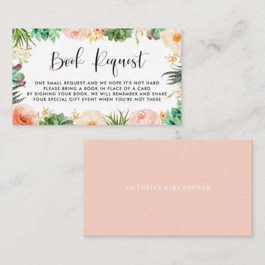 Boho多糖フローラリースブックリクエストカード エンクロージャーカード (正面/裏面)