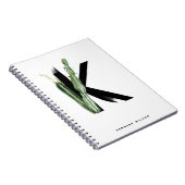 Boho多肉株レターKモノグラム熱帯産 ノートブック (右側)