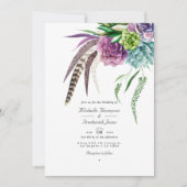 Boho多肉植物QRコードRSVP 結婚's 招待状 (正面)