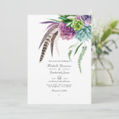 Boho多肉植物QRコードRSVP 結婚's 招待状 (スタンド正面)