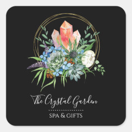 Boho多肉花ブーケ結晶の水色 スクエアシール