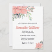 Boho多肉質の水の色の緑のサンゴ赤ちゃんシャワー 招待状 (正面)