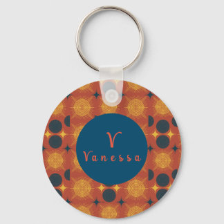 Boho天日月モノグラムスクリプトキーチェーン キーホルダー