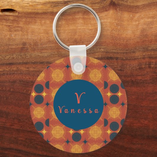 Boho天日月モノグラムスクリプトキーチェーン キーホルダー (正面)