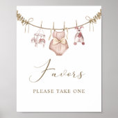 Boho女の子の服の赤ちゃんシャワー好意サイン ポスター (正面)