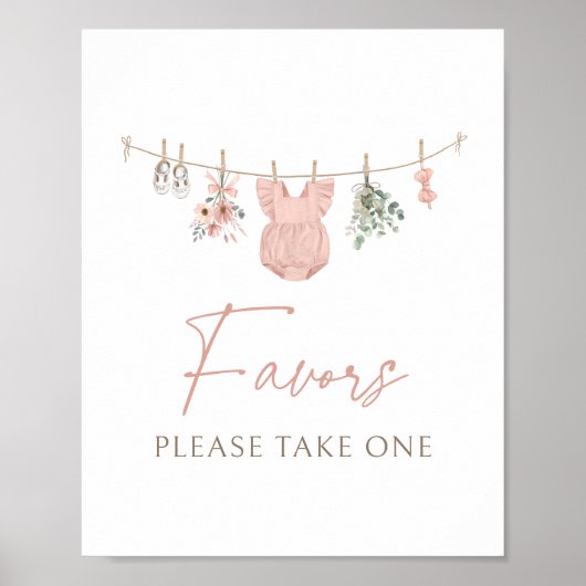 Boho女の子の服の赤ちゃんシャワー好意サイン ポスター (正面)