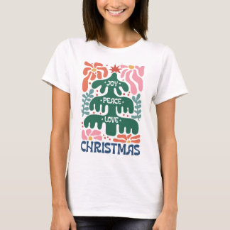 Boho女性クリスマスTシャツ、クリスマスTシャツ。 Tシャツ