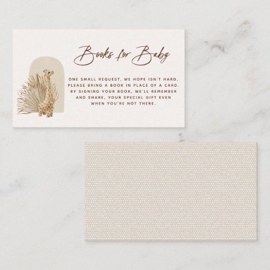Boho子供部屋ブックリクエストのエンクロージャカード プレイスカード (正面/裏面)