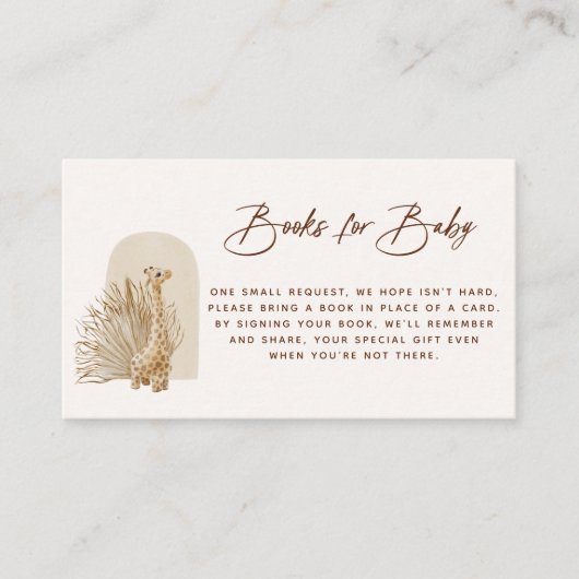 Boho子供部屋ブックリクエストのエンクロージャカード プレイスカード (正面)