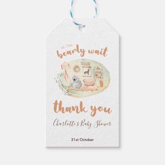 Boho子供部屋我々は赤ちゃんシャワーの好意を待つことができる ギフトタグ (正面)