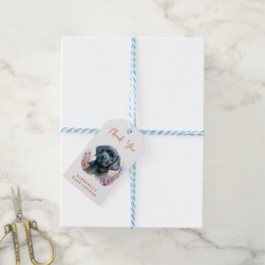 Boho子犬テラコッタベビーシャワーありがとう ギフトタグ (より糸付き)