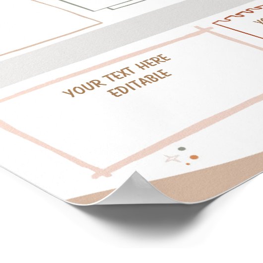 Boho学校のニュースレター編集可能テンプレート ポスター (角)