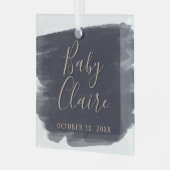 Boho孫モダンベビーの初めてのクリスマス名 ガラスオーナメント (正面左)