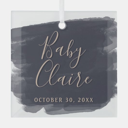 Boho孫モダンベビーの初めてのクリスマス名 ガラスオーナメント (正面)