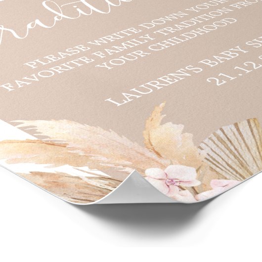 Boho家族の伝統ベビーシャワーのサイン ポスター (角)