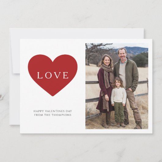 Boho家族素朴写真ラブバレンタインデー シーズンカード (正面)