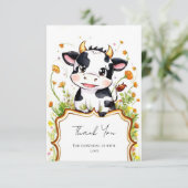 Boho小さなカラフル牛の赤ちゃんシャワー サンキューカード (スタンド正面)