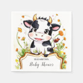 Boho小さなカラフル牛の赤ちゃんシャワー スタンダードカクテルナプキン (正面)