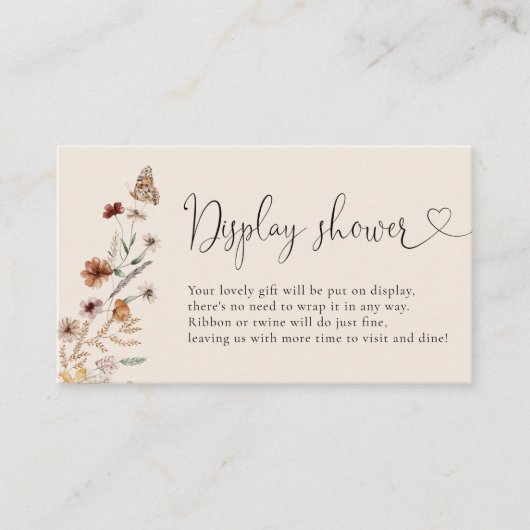 Boho小さなワイルドフラワーの赤ちゃんシャワーディスプレイ エンクロージャーカード (正面)