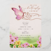 Boho小さな蝶の道のワイルドフラワーガーデン 箔招待状 (正面)