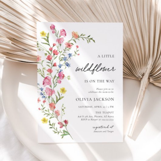 Boho小カラフルさな野草妖精の赤ちゃんシャワー 招待状