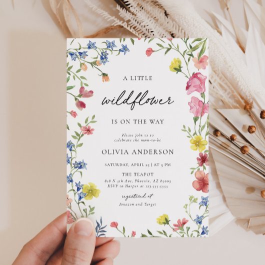 Boho小カラフルさな野草妖精の赤ちゃんシャワー 招待状