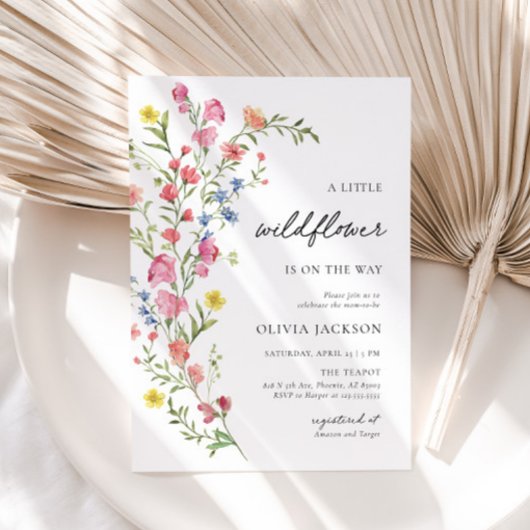 Boho小カラフルさな野草妖精の赤ちゃんシャワー 招待状