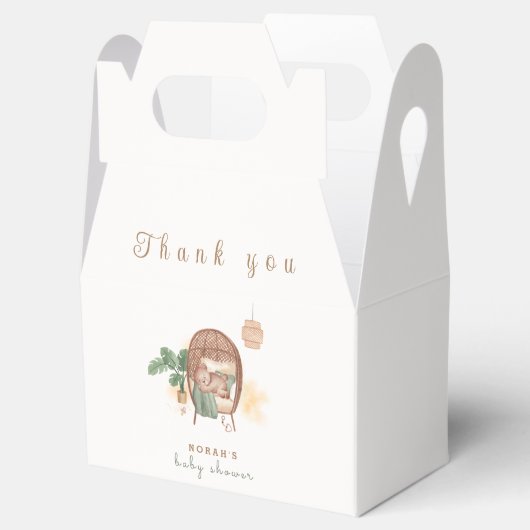 Boho居心地の良いテディベア睡眠赤ちゃんシャワーありがとう フェイバーボックス (オープン)