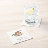 Boho居心地の良いテディベア睡眠赤ちゃんシャワー スクエアペーパーコースター (インサイチュ)