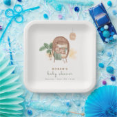 Boho居心地の良いテディベア睡眠赤ちゃんシャワー ペーパープレート (パーティー)