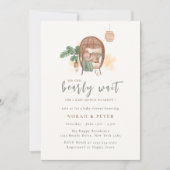Boho居心地の良いテディベア睡眠赤ちゃんシャワー 招待状 (正面)