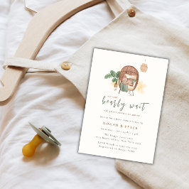 Boho居心地の良いテディベア睡眠赤ちゃんシャワー 招待状