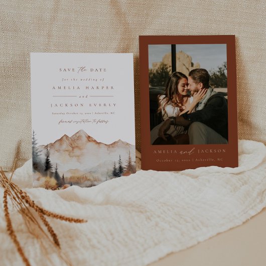 Boho屋外ウェディング日付を保存 招待状