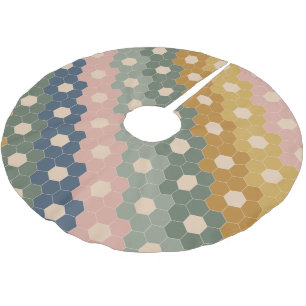 Boho幾何スタイリッシュパターンブルーグリーン赤面 ブラッシュドポリエステルツリースカート