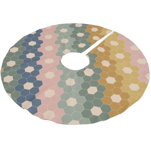 Boho幾何スタイリッシュパターンブルーグリーン赤面 ブラッシュドポリエステルツリースカート (アングル)