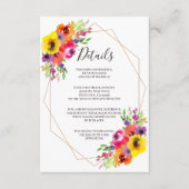 Boho幾何学水色フローラ結婚の詳細 エンクロージャーカード (正面)