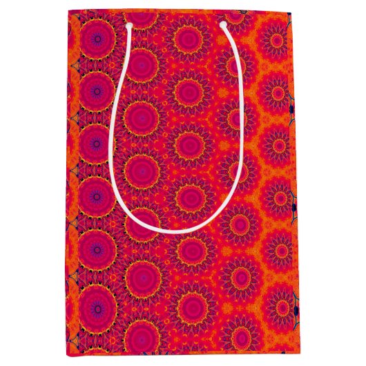 Boho幾何学的ギフトラッピング紙。 ミディアムペーパーバッグ (正面)