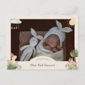 Boho恐竜の写真の誕生発表はがき 案内ポストカード (正面)