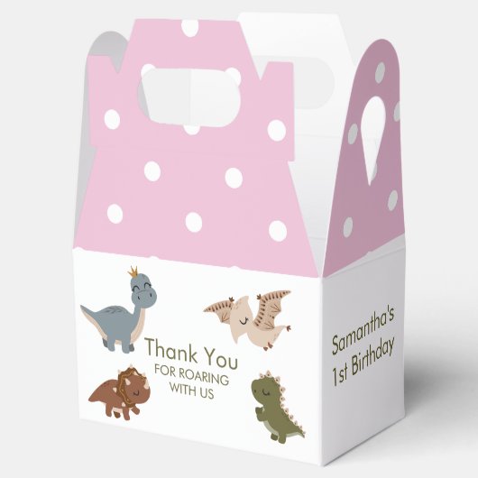 Boho恐竜ピンクお願いボックス フェイバーボックス (オープン)