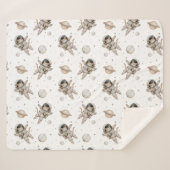 Boho惑星、星、宇宙猫 シェルパブランケット (正面(横))