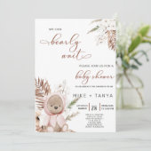 Boho我々はベアベビーシャワー招待状を待つことができる。 招待状 (スタンド正面)