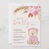Boho我々は赤ちゃんの女の子シャワーを待つことができる 招待状 (正面)