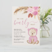 Boho我々は赤ちゃんの女の子シャワーを待つことができる 招待状 (スタンド正面)