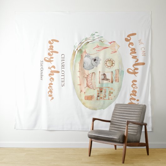 Boho我々は赤ちゃんシャワーのバックドロップを待つことができる タペストリー (インサイチュ(横))