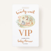 Boho我々は赤ちゃんシャワーを待つことができる バッジ (正面)