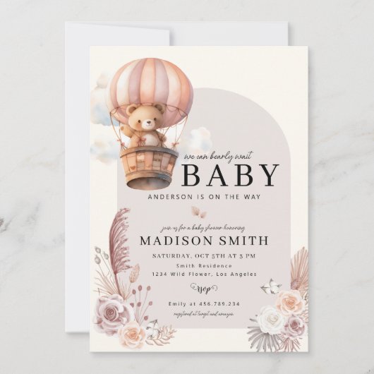 Boho我々は赤ちゃんシャワーを待つことができる 招待状 (正面)